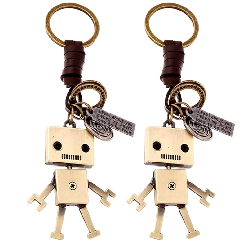

[NOELAMOUR] key ring robot Fashionable cute set of 2 alloy key ring chain (Robot A)