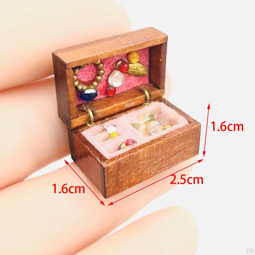 1/12 Dollhouse Vintage Wood Treasure Chest Miniature Furniture Accessories Exquisite Workmanship