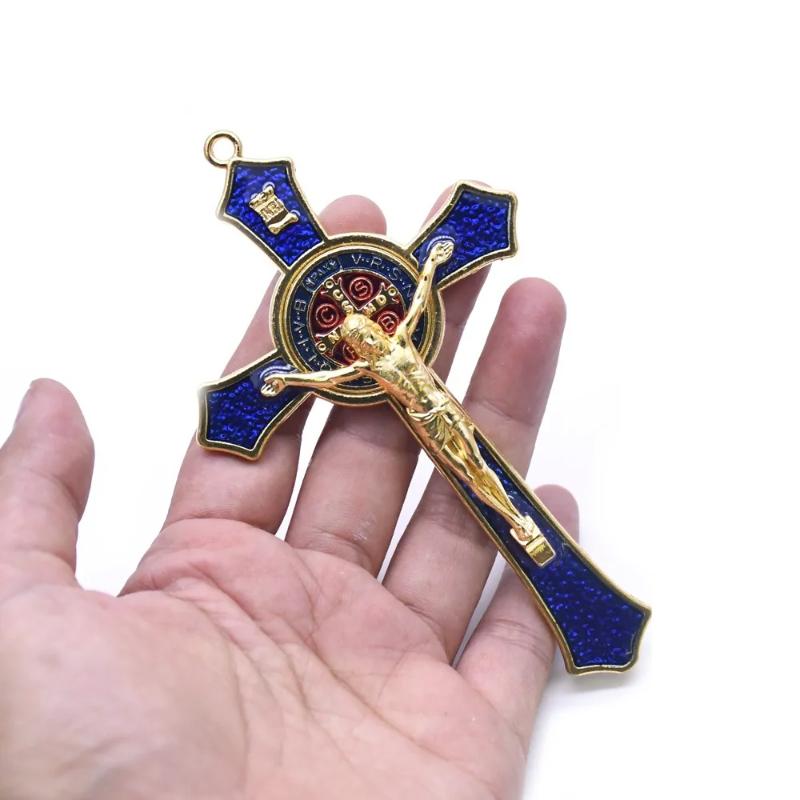 1Pc 12*7cm Saint Benedict Cross Jesus Christ Cross Pendant Religion Pray Decoration Supplies