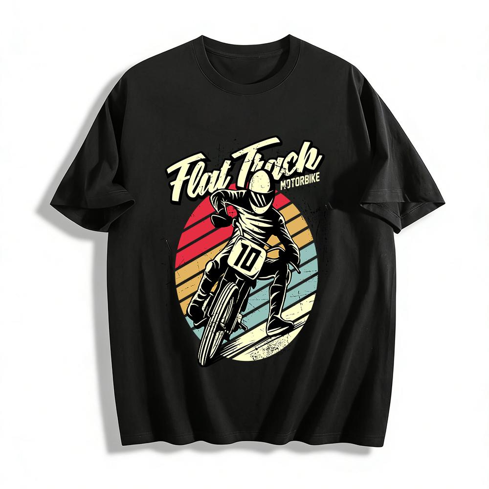 Vintage Flat Track No.10 Motocross Graphic Casual T-Shirt Pure cotton T-shirt XXS