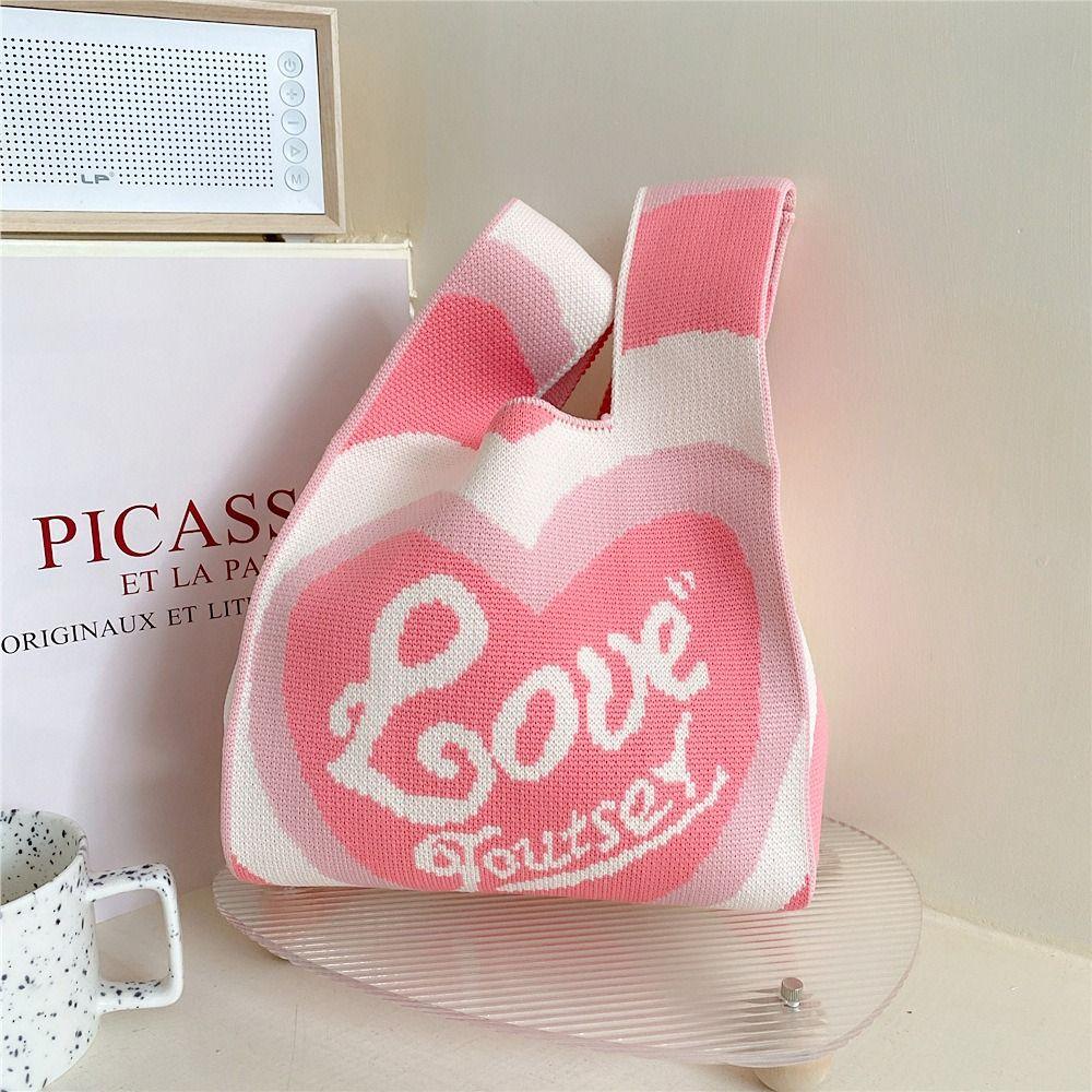 Mini Karo Strick Handtasche Nischen Design Damen Mädchen Tragetasche Handgeknüpft Knoten Handgelenk Tasche Lässig Farbe Umhängetasche Einkaufstaschen