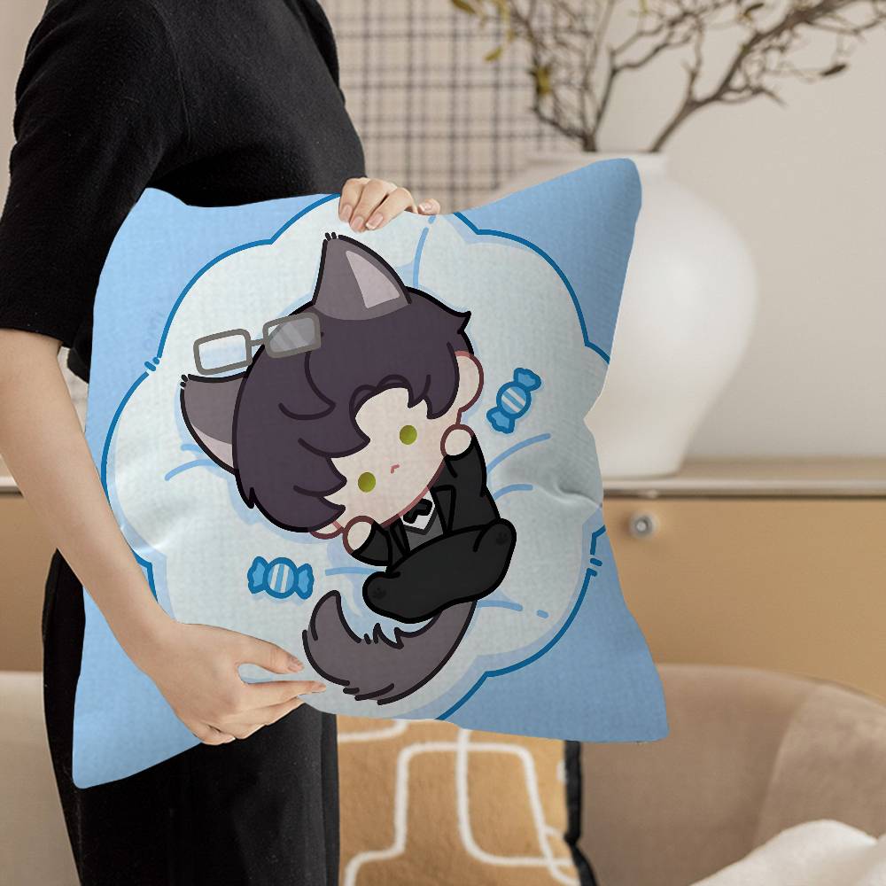 cute Love and Deepspace Sylus chibi art Personalized picture text home decorative pillows Household Gifts 45x45cm