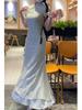 Retro Chinese Stand Collar Cheongsam: Step by Step Lotus Spliced Slimming Dress