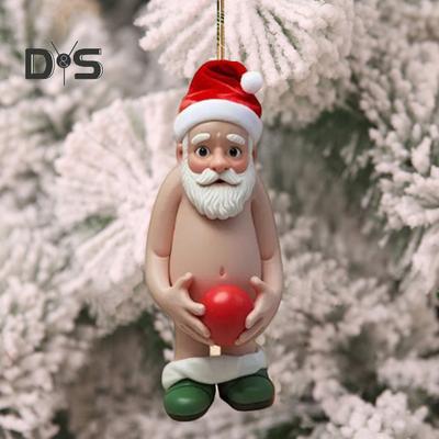 Weihnachtsmann-Anhänger aus Acryl, Weihnachtsbaum, hängende Dekoration, Acryl, lustiges Cartoon-Weihnachtsmann-Ornament für Haustür, Kaminsims-Dekor