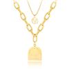 Fashionable Simple Multi-Layer Chain Titanium Steel Jewelry Real Gold Plated Stainless Steel Letter Necklace Clavicle Chain