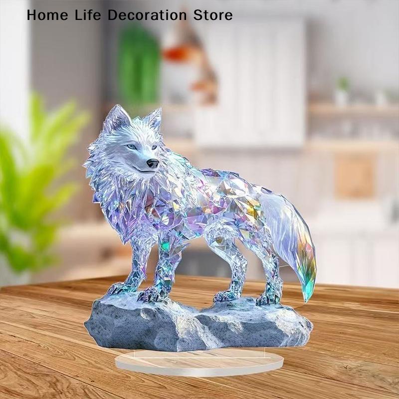 2D Acrylic Decor Peacock Figure Peacock Lotus Dragon Wolf Decor For Office Housewarming Gift Home Desktop Decor Lucky Ornament
