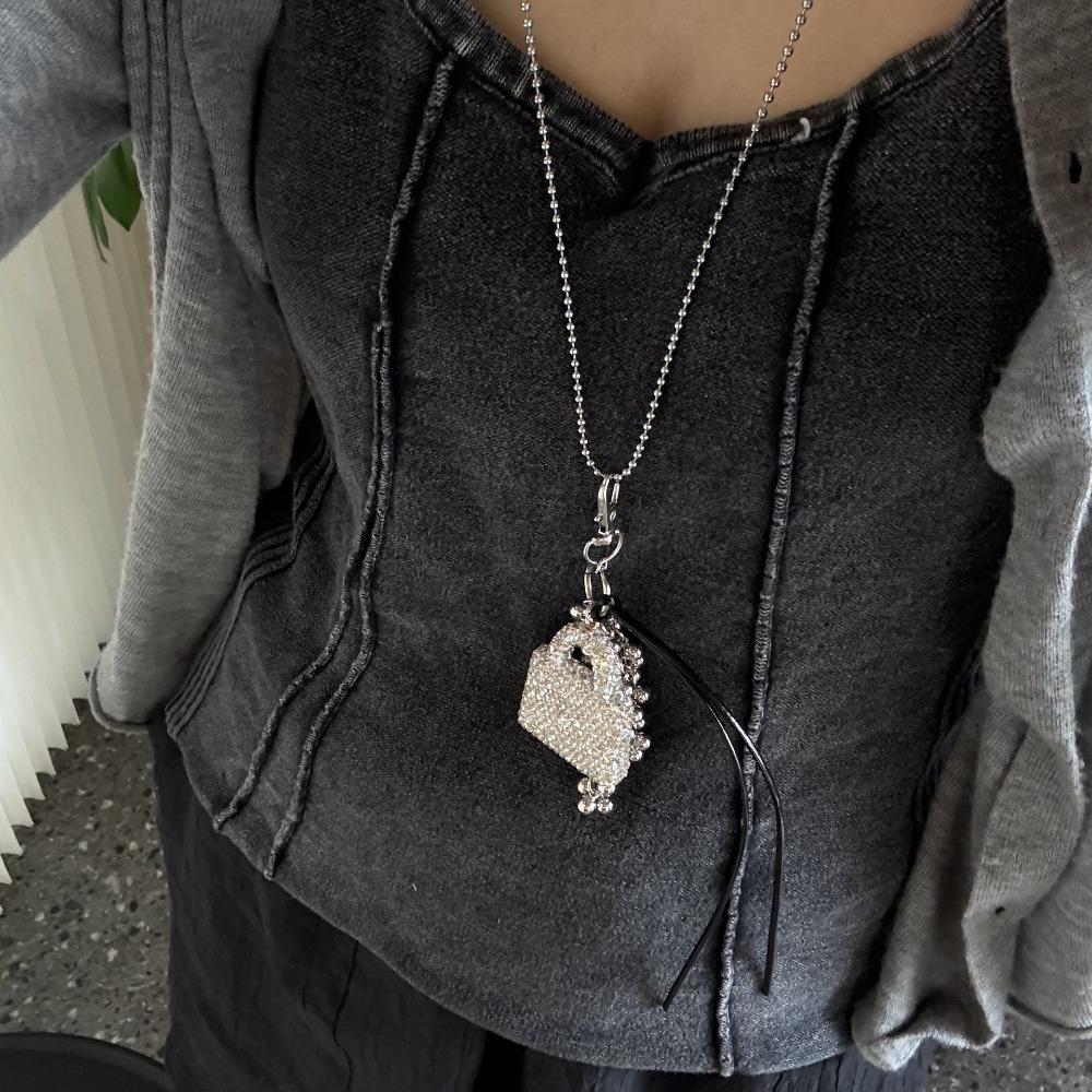 Long Fashion Sweater Chain Cute Tassel Pendant Necklace Creative Small Bag Long Necklace  Gift