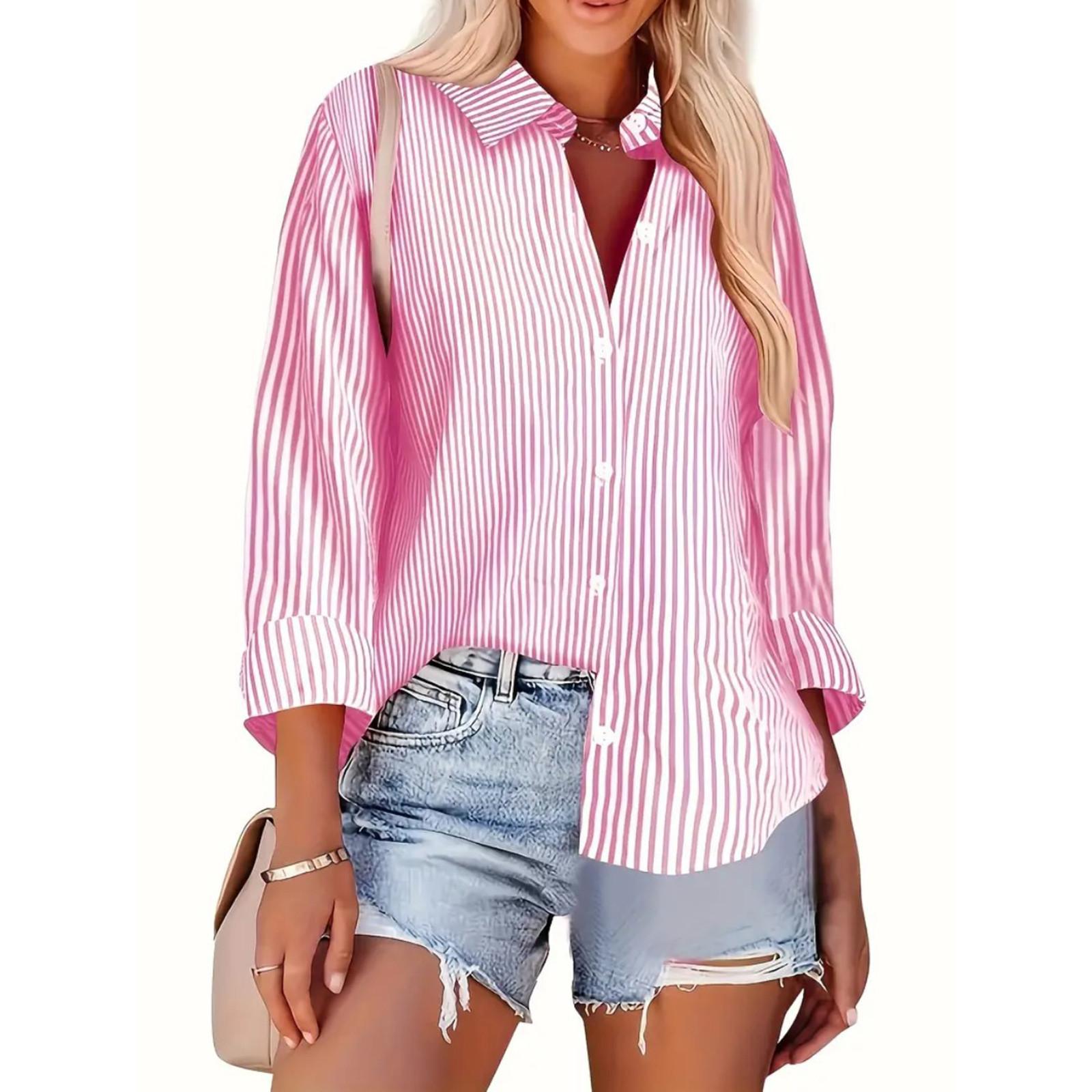 

Women s Fashion Casual Striped Cardigan Loose Long Sleeve Shirt T-Shirt Top XXL