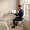 Sit-Stand Desk, Height Adjustable, 70 x 60 cm, Casters, Tilting Top, Brown Metal Frame