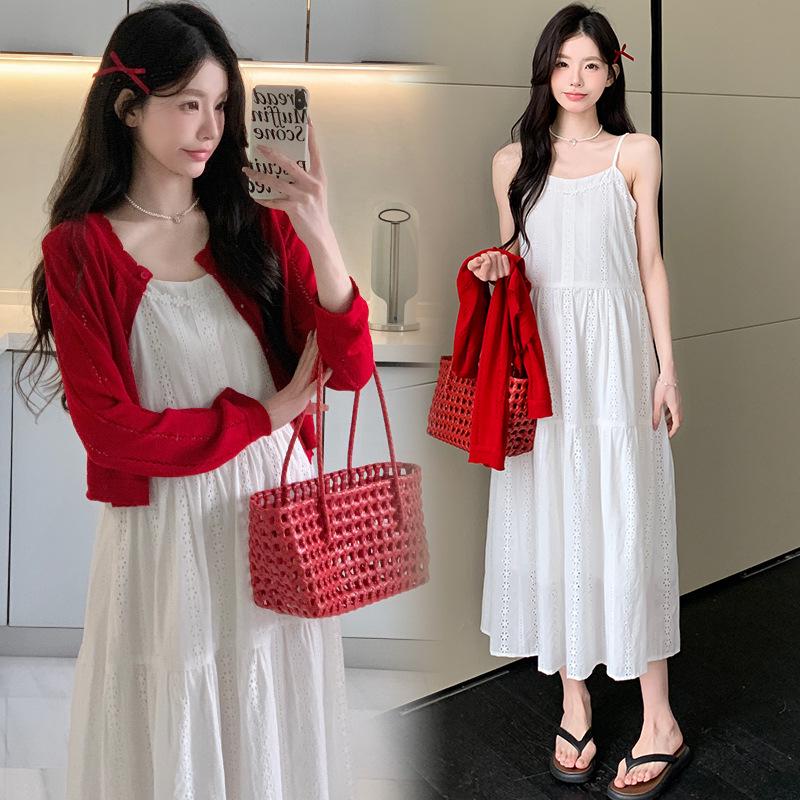 2026 Gentle Summer Maternity Camisole Dress & Jacket Set L