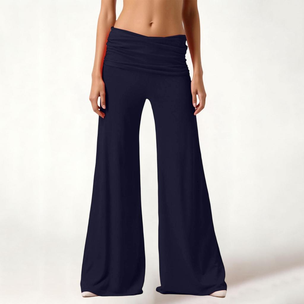 Women's Fashion Ruched Yoga Pants, Pocketless, Loose And Casual Wide-Leg Trousers
