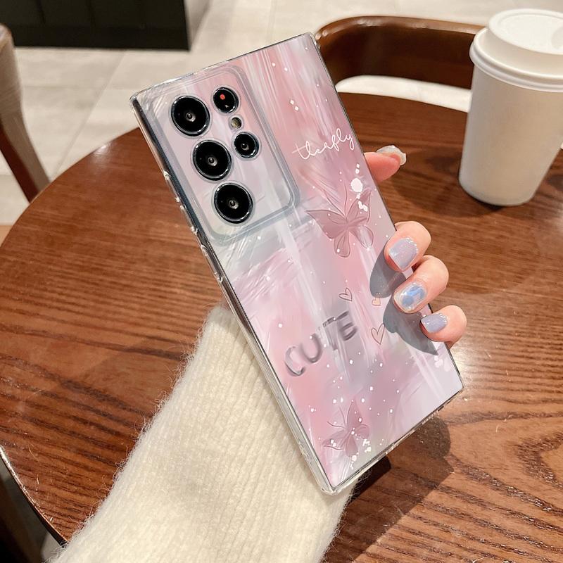 Simple Butterfly Pattern Phone Case For Samsung Galaxy S26 S25 S24 S23 Ultra S22 Plus S24 S21 FE S25 Edge Transparent Soft Cover