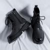 Fashion Leather Mens Ankle Boots High Top Shoes for Men Thick Bottom Male Motorcycle Footwear Stylish British Style Casual Shoes