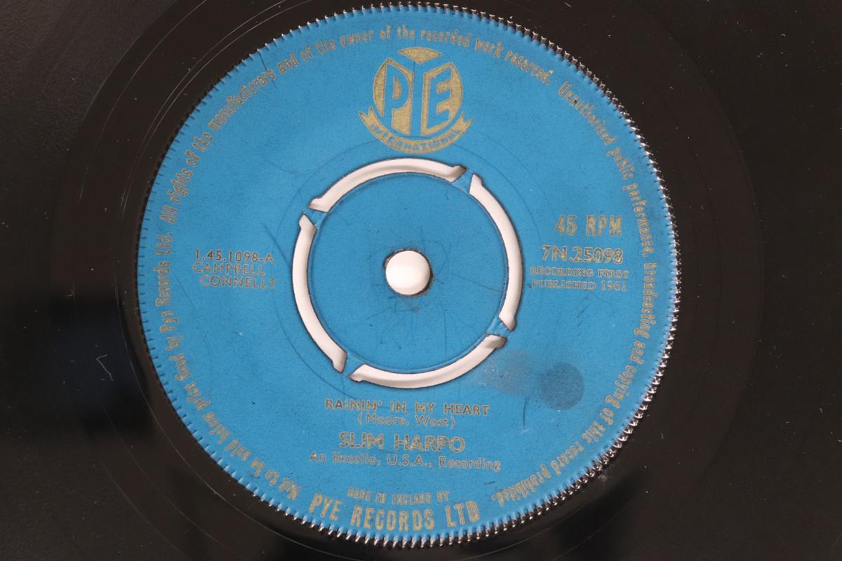 

7-дюймовая пластинка SLIM HARPO - Rainin In My Heart / Don t Start C 7N25098 Pye Internation 1961 UK Блюз Б/У