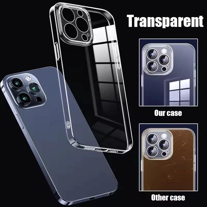 Luxury Semi Transparent Tempered Glass Phone Case for 17 Air 16 15 14 13 12 Mini 11 Pro Max 7/8 Plus Shockproof Hard Back Cover