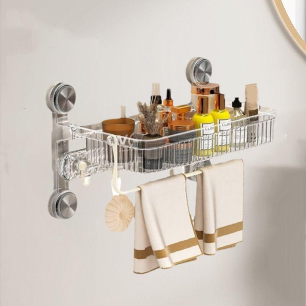 Wall Mounted Suction Cup Bathroom Shelf Large Capacity Shower Organizer  Bathroom