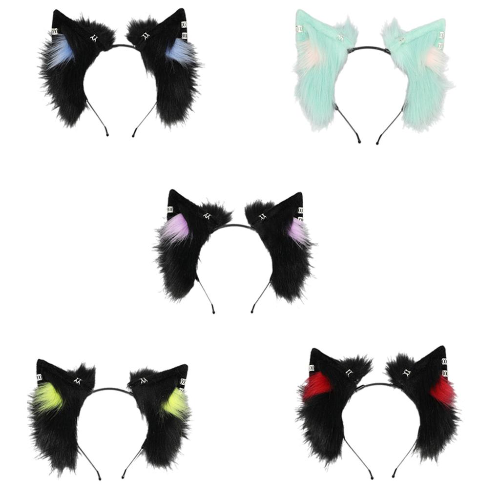 Kreslená plyšová zvířecí uši čelenka kostým pokrývka hlavy nastavitelný roztomilý cosplay doplněk pro ženy a děti