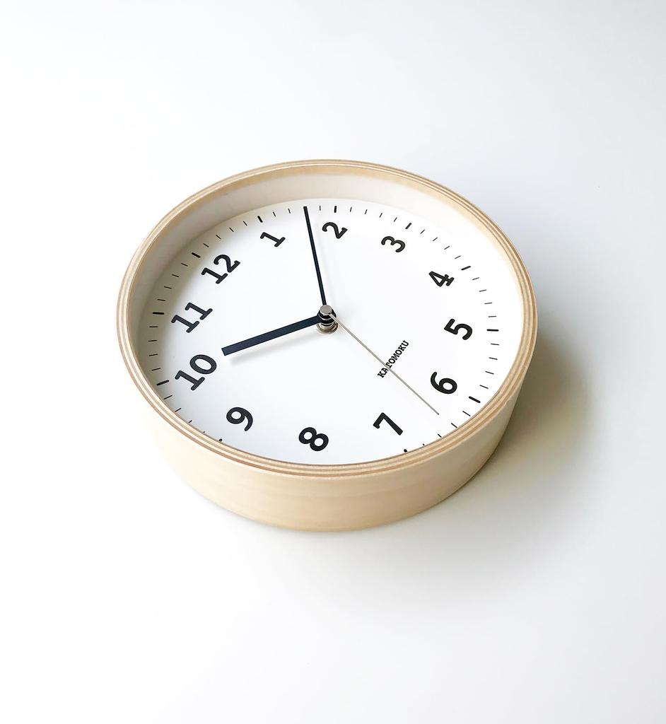 KATOMOKU plywood wall clock 13 Natural Wall Clock Continuous Second Hand km-84NA 202mm (Radio Clock)