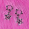 Punk Sliver Color Stainless Steel Hollowed-out Five-pointed Star Rivets Spike Ball Pendant Hoop Earrings for Women Men Jewelry