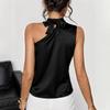 Elegant Women's Sleeveless High Neck Off-the-Shoulder Solid Top
