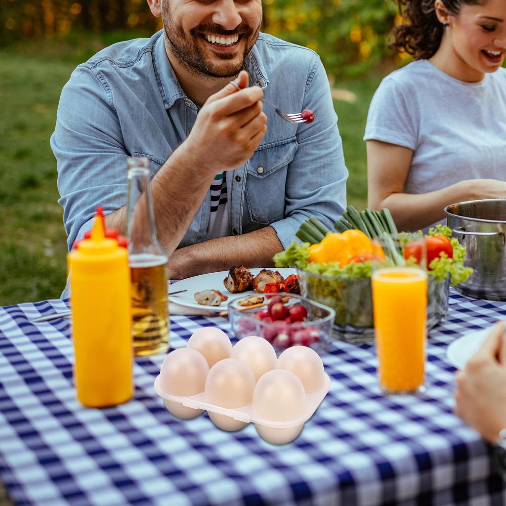 JANKOW 6-Grid Egg Holder, Portable Plastic Egg Case, Shockproof and Secure Egg Storage Box for Camping and Home Use
