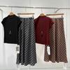 Qooth Vintage Brown Plaid High-Waist A-Line Midi Skirt for Fall - Loose Flowy Slimming Checkered Half Skirt QT2992