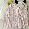 Cloud Cotton Cartoon Pajama Set: Long Sleeve Cardigan and Pants for Women