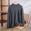 Women's Pure Cashmere Batwing Sleeve Pullover with Rolled Hem and Half-High Neck - Autumn & Winter Style
