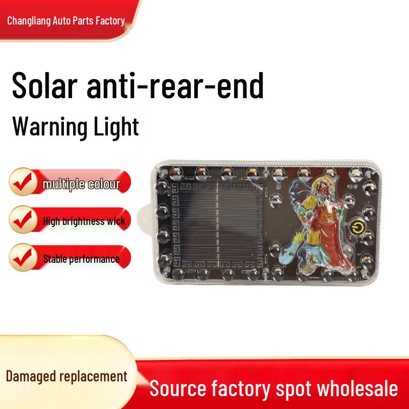 Solar-Powered LED Anti-Rear-End Flashing Strobe Light for Trucks Solar Strobe Light - Magnet (Includes Screws)