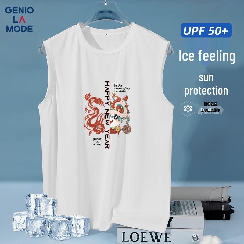 

GENIOLAMODE Men s Ice Silk Quick Dry Sleeveless T-Shirt M