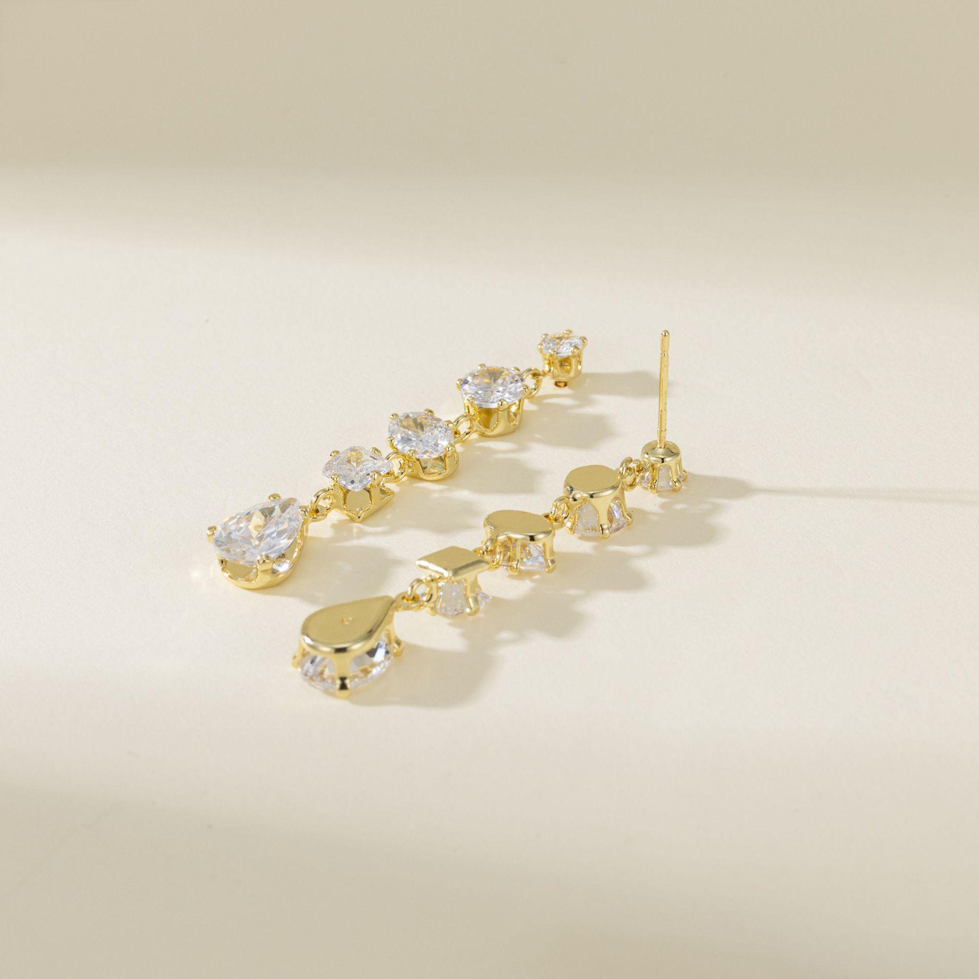 

Европейские и американские позолоченные серьги-кисточки из циркония — роскошный дизайн высокого класса для банкетов и вечеринок TE01074