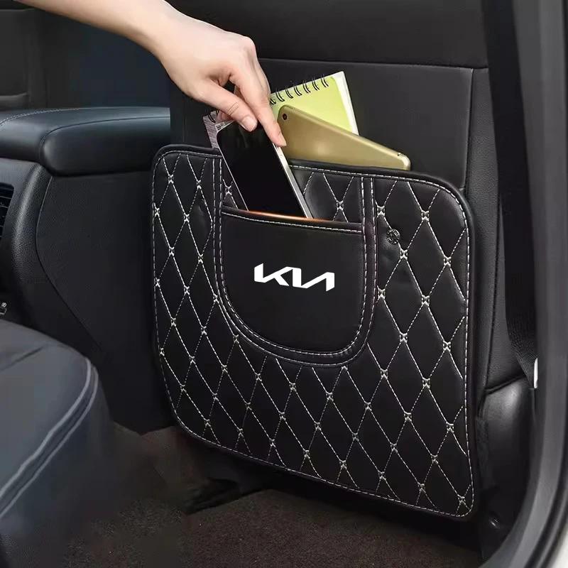 PU Leather Car Anti-Kick Mats Auto Seat Back Protector Cover For KIA EV6 Sorento Niro Stinger Ceed Carnival K5 K9 Soul Cadenza S BK7