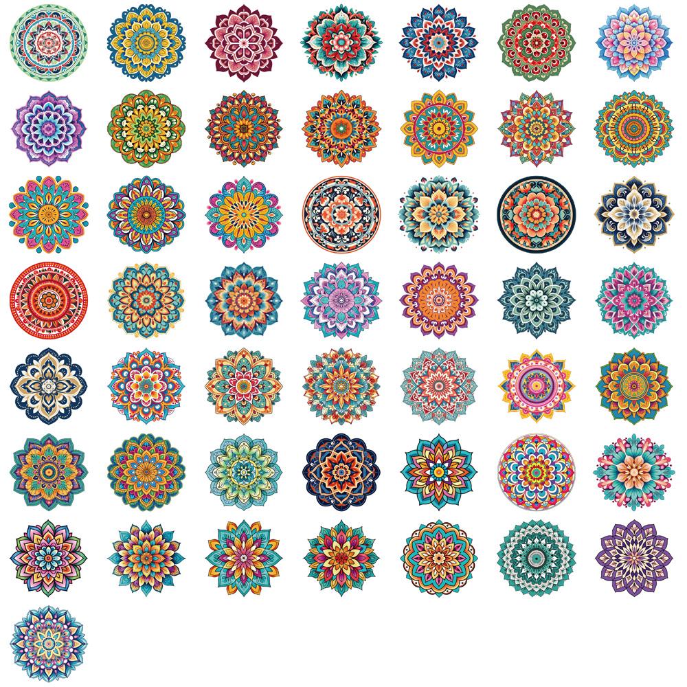50/100PCS Cool Mandala Flower Stickers Flower Painting Laptop Graffiti Decoration Retro Luggage Skateboard Waterproof Decals
