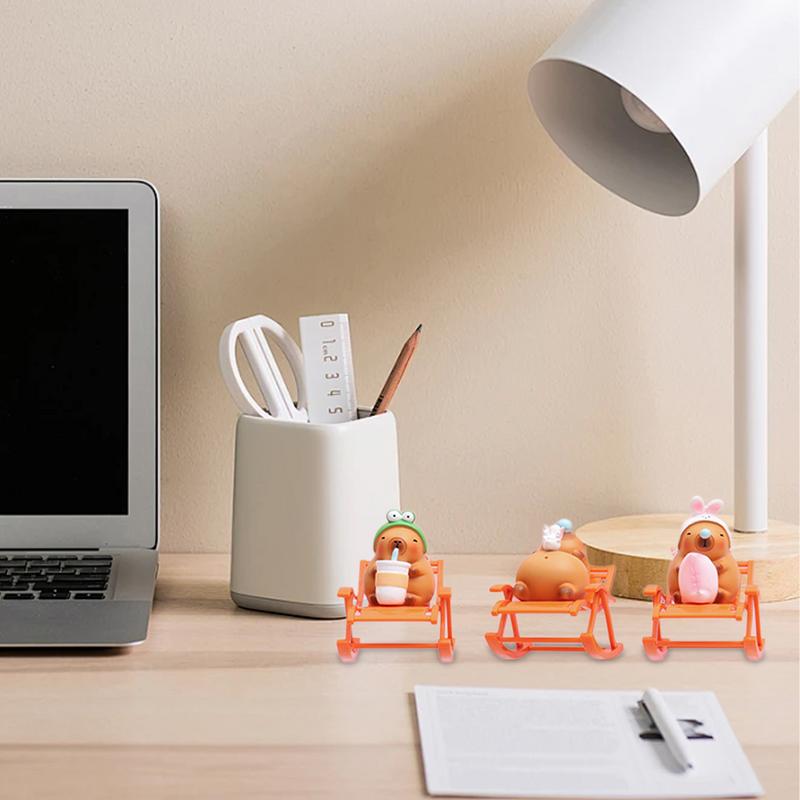 Capybara Figure Ornament Simulation Capybara Model Rocking Chair Capybara Ornaments Cartoon Rocking Chair Decoration Home Art