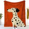 1pc Dalmatian Dog Print Flannel Blanket - Plush  All-Season Soft Bedspread, Black & White Spotted Puppy Bed Cover with Red