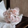 5-Head Real Touch Rose Flower Bouquet Beige Latex Silk Roses for Weddings Handmade Artificial Flowers with Real Touch Effect