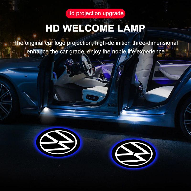 2Pcs Car Door Welcome Light HD LED Projector Welcome Light For Volkswagen Scirocco POLO Tiguan Passat B5 B6 B7 Golf EOS Jetta MK6 Octavia