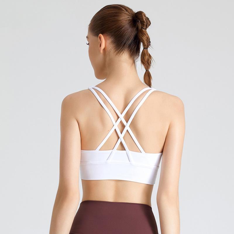 European & American Cross-Back Nude Feel Sports Bra - Women's Shock Absorption Yoga Vest