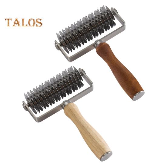 Stalowa kratka do ciasta na pizzę z drewnianym uchwytem, do robienia wzorów siatki na ciasteczka, ciasta, torty