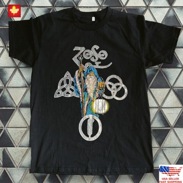 Trending Led Zeppelin Zoso The Hermit Wizard Black Unisex T-shirt Size S-5XL Unisex T-Shirt L