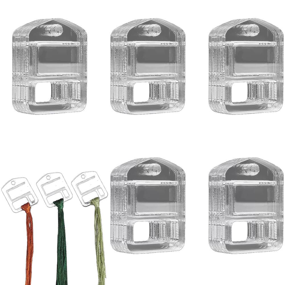 40Pcs Acrylic DIY Cross Stitch Thread Organizer Transparent Cross Stitch Storage Holder Clear Winding Boards Floss Bobbins