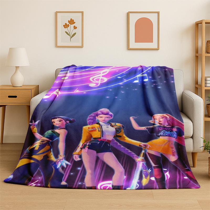 Kpop Lovec Démonů Rumi Mira Zoey Kreslená Skupina Flanelová Přikrývka Měkká Teplá Pléd do Ložnice Obývacího Pokojí Postel Cestování Dárek
