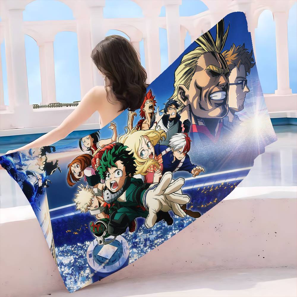 My Hero Academia Cool Cartoon Microfiber Blanket Quick Drying Beach Towels Oversized Printing Super Absorbent Pool Towel Blanket