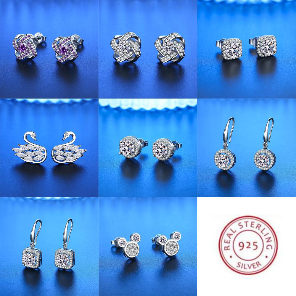 New 925 Sterling Silver Stud Earrings AAA Zircon For Women Fashion Exquisite Student Girlfriend Jewelry Accessories GiftsGood product