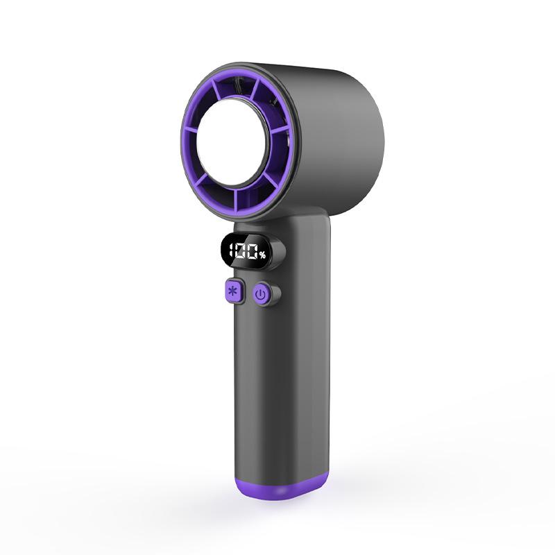 

2025 Compact High-Speed Semiconductor Ice Fan with Digital Display and Powerful Wind 2400mAh серый/фиолетовый