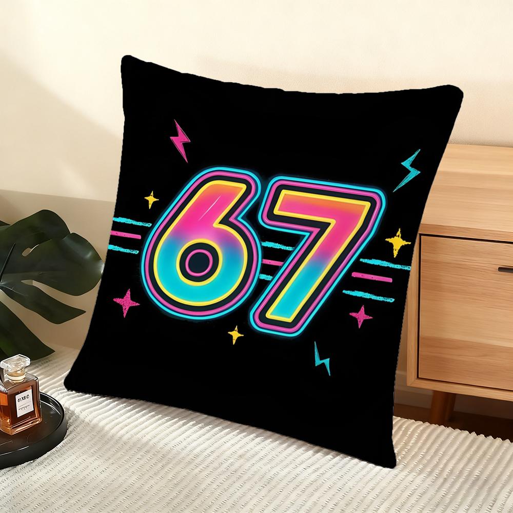 Six Seven Cushion Cover Soft Short Plush Pillow Cover Smooth Cozy Texture Aesthetic Cushion Case Home Decor