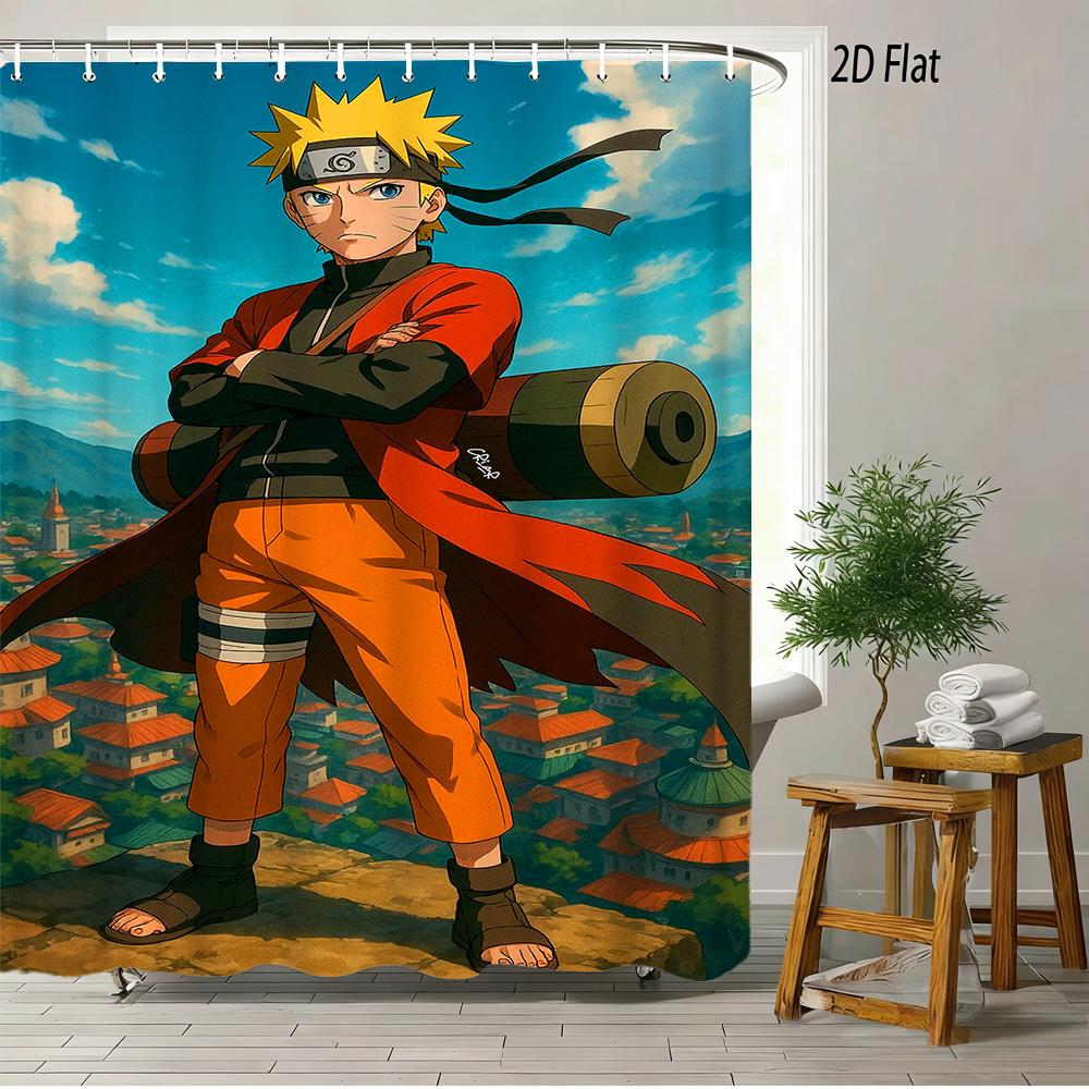 

2D Flat Anime Hinata Purple White Outfit Tiger Galaxy Background Shower Curtain Waterproof Bathroom Decor W60H190(CM)-1 Pcs