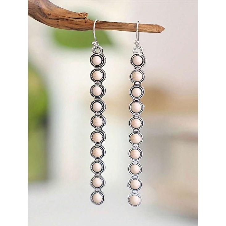 1 Pair New Bohemian Western Style Minimalist One-Piece Alloy Earrings, Vintage Creative Turquoise Earrings