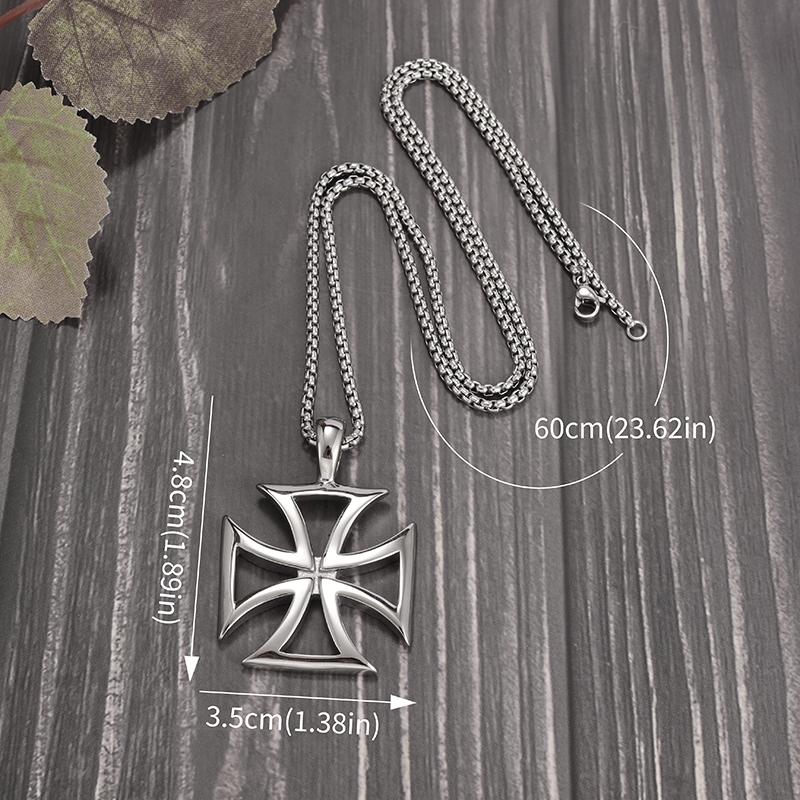 Vintage Templar Cross Necklace for Men Women Crusader Paladin Spiritual Lord's Prayer Pendant