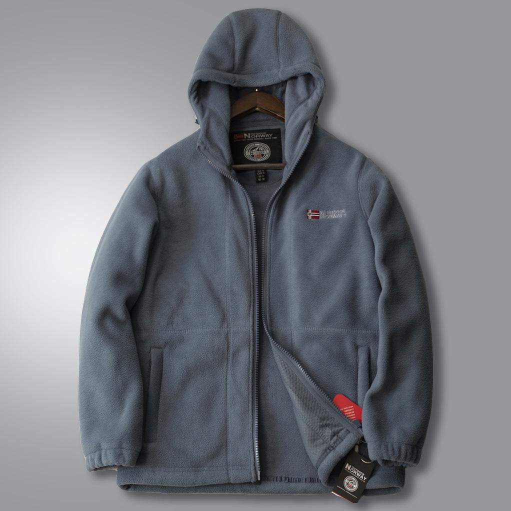 Autumn and Winter New Men's Fleece Hooded Jacket Men's Outdoor Sports Polar Fleece Warm Fleece Jacket.
